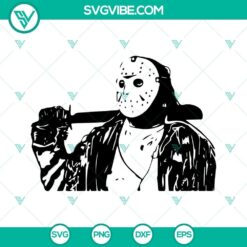 Jason Voorhees svg file with Friday the 13th and horror movie killers theme, perfect for Halloween crafts and projects.