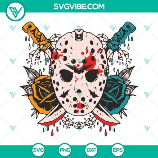 Jason Voorhees SVG and mask, perfect for Halloween horror movies enthusiasts.