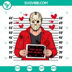 Jason You Slay My Heart SVG File, Jason Mask Horror Character SVG File, Jason Voorhess Valentines SVG File
