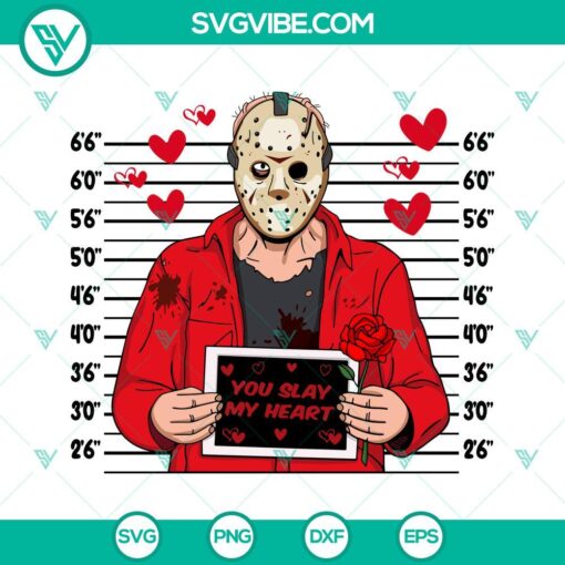 Jason Voorhess Valentine SVG file with Jason mask horror character design, perfect for horror fans and Valentine's Day projects.