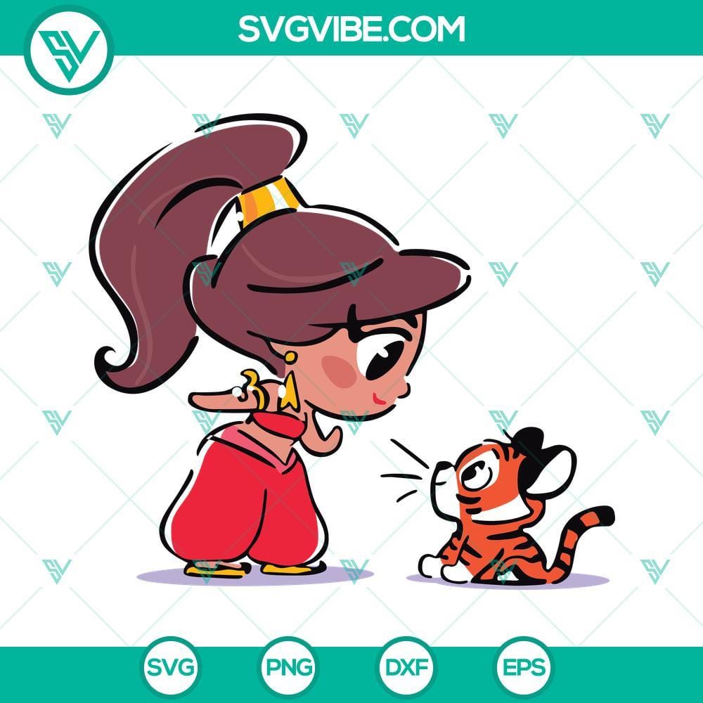 Jazmin Chibi Disney SVG, Jasmine Aladdin SVG PNG DXF EPS Cricut Chibi Disney Jasmine Aladdin SVG file for Cricut, featuring cute character design in PNG, DXF, and EPS formats.