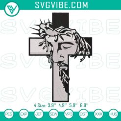 Religious Christian embroidery design of Jesus on the cross. Perfect for digital crafting projects.