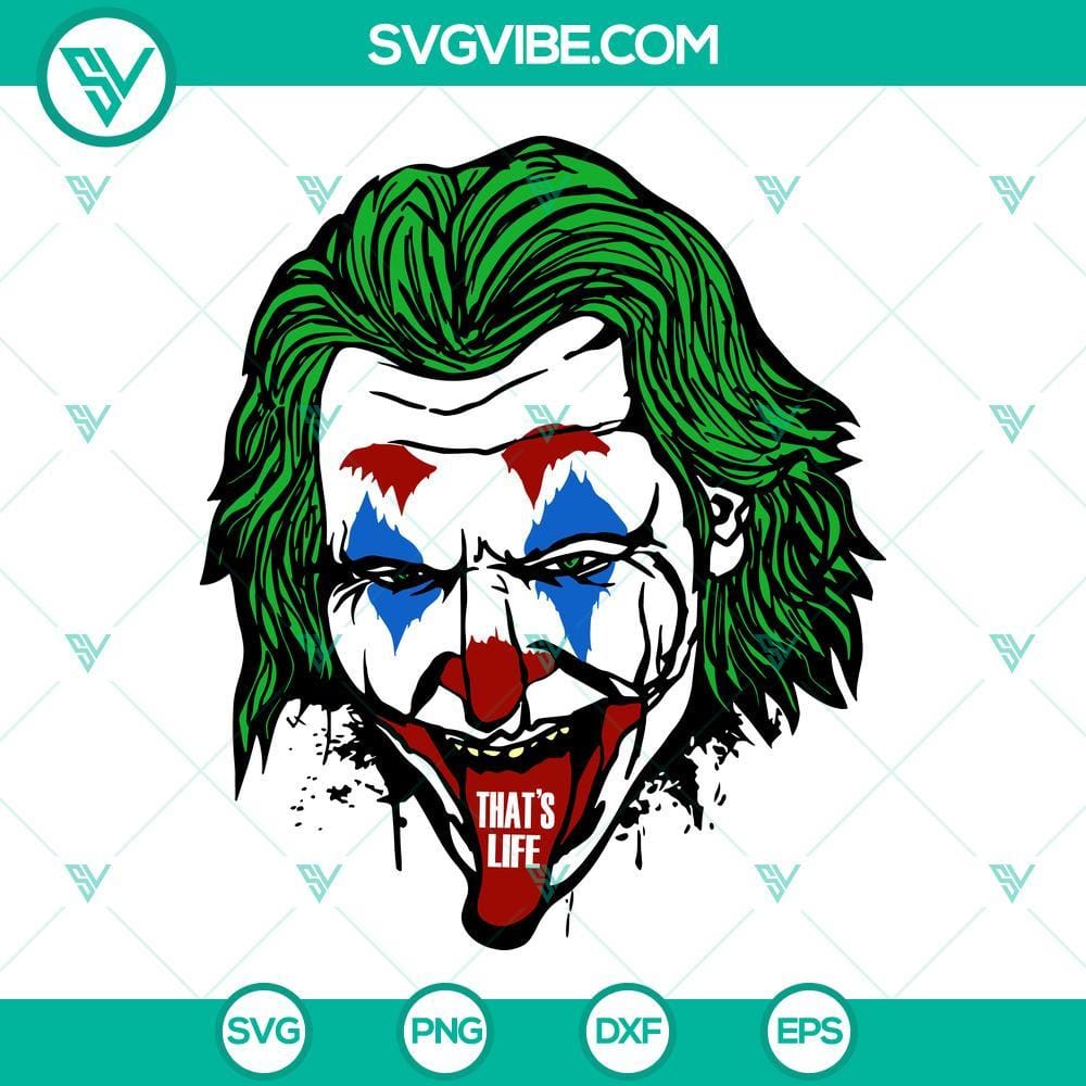 Joker That’s Life SVG, DC Comics Supervillain SVG PNG DXF EPS Cricut Joker That’s Life SVG Image featuring DC Comics supervillain design in PNG DXF EPS formats. Perfect for digital projects.