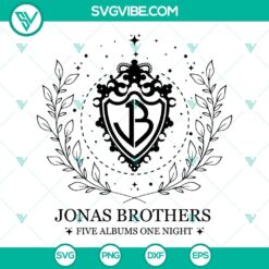 Jonas Brothers 2023 Five Albums SVG Files - Collection of digital designs for crafting featuring Jonas Brothers' music albums.