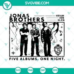 Jonas Brothers SVG images featuring Five Albums One Night design, perfect for fans.