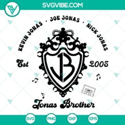 Jonas Brothers SVG download featuring Kevin, Joe, and Nick Jonas in a detailed vector image for crafting projects.