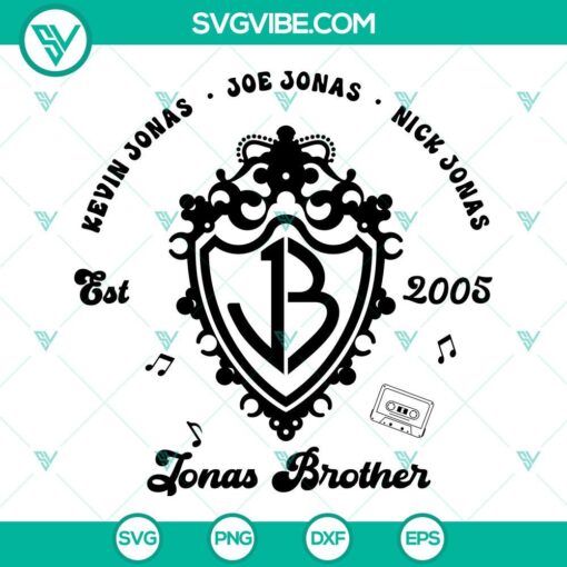 Jonas Brothers SVG download featuring Kevin, Joe, and Nick Jonas in a detailed vector image for crafting projects.