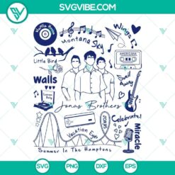 Jonas Brothers SVG files featuring designs from The Album and tour merchandise. Perfect for fans and crafters.