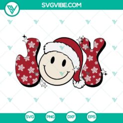 Joy Santa Smiley Face and Christmas Snowflakes SVG File with festive design for holiday crafts and decorations.