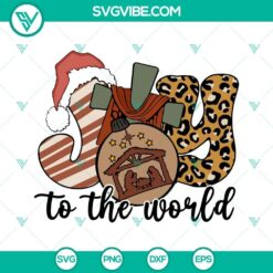 Christian Christmas SVG images with "Joy To The World" and Cross Jesus design, perfect for holiday crafts and decorations.