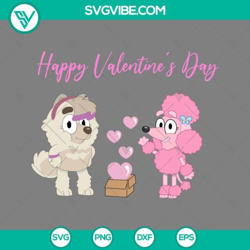 Judo and Coco Bluey Happy Valentines Day SVG featuring Bluey characters in a cute Valentines couple design.