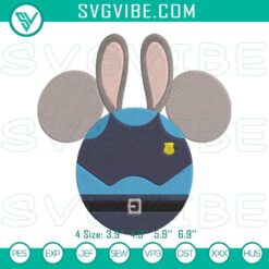 Judy Hopps Mickey Mouse ears machine embroidery design featuring Zootopia Disney character file, perfect for DIY projects.
