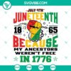 Juneteenth 1865 SVG & PNG files, celebrating ancestral freedom in 1776, ideal for crafting and shirts.