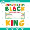 Juneteenth Black King Nutritional Facts SVG featuring African American design for download, includes key information.