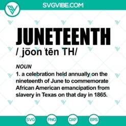 Juneteenth definition SVG image with Freedom Day theme. Download Juneteenth SVG images for your digital projects.