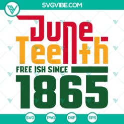 Juneteenth Free Ish Since 1865 SVG Image with Black History and Afro SVG Image featuring empowering and colorful design.
