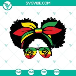 Juneteenth girl SVG file with messy bun hairstyle, Black girl design for Freedom Day celebration download.