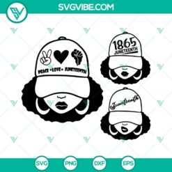 Juneteenth girl SVG bundle with Peace Love theme, vibrant Juneteenth girl SVG images for digital crafting projects.