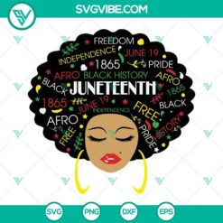Juneteenth melanin Black women natural hair SVG design, perfect for Juneteenth celebrations. Happy Juneteenth SVG download.