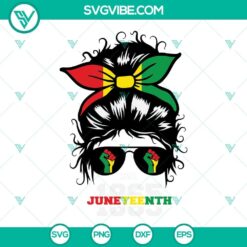 Juneteenth SVG design depicting Mom and Daughter with Messy Bun, commemorating June 19, 1865. Perfect for digital download.