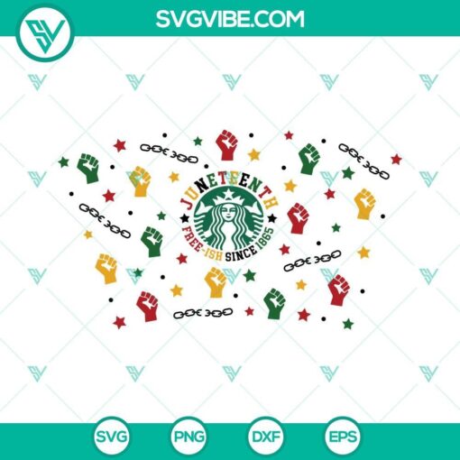 Juneteenth Starbucks Cup and Wrap SVG file featuring festive and intricate design for digital use. Perfect for Juneteenth celebrations.