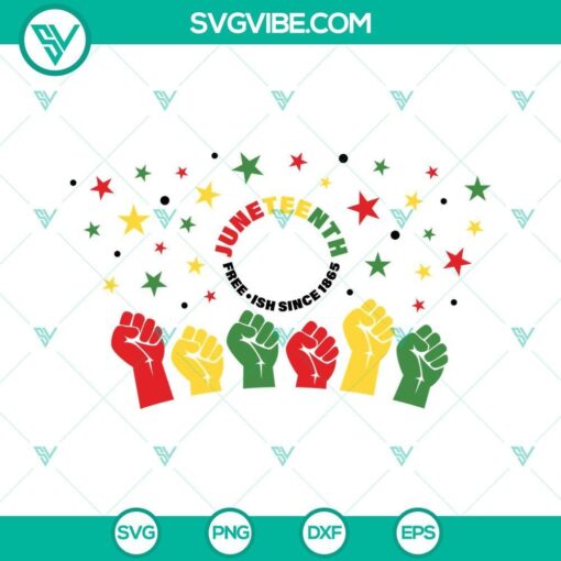 Juneteenth Starbucks wrap SVG featuring Black American Freedom design in full wrap format for celebration designs.