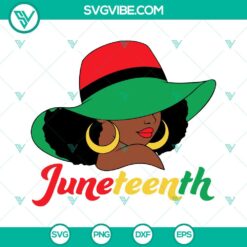 Juneteenth Sun Hat Woman SVG Download, Afro Woman SVG Image, Black History SVG Download,