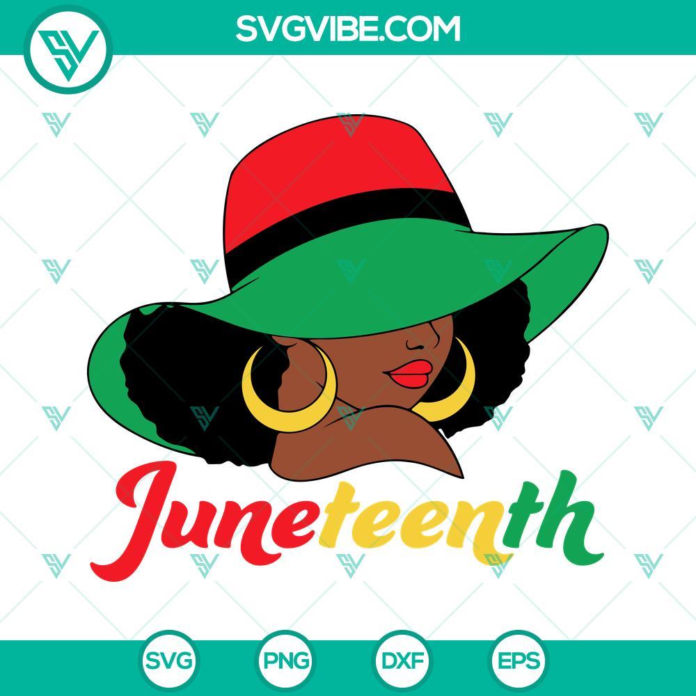 juneteenth-sun-hat-woman-svg-afro-woman-svg-black-history-svg-juneteenth-girl-svg-png-dxf-eps-5-mockup.jpg Juneteenth-themed sun hat SVG depicting an Afro woman, part of Black History SVG downloads.