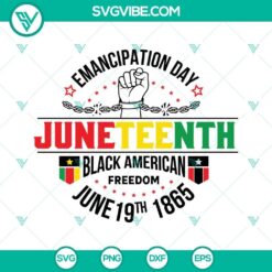 Juneteenth SVG with Emancipation Day and Black American Freedom design for digital use.