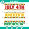 Juneteenth SVG graphic celebrating freedom with text "July 4th Didn’t Set Me Free Juneteenth Is My". Great for Juneteenth designs.