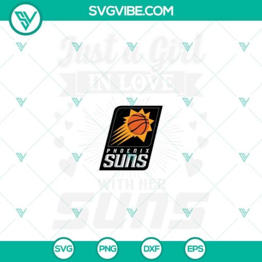 Phoenix Suns SVG files featuring a girl in love with the Suns, downloadable for crafting projects.