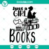 Girl who loves books SVG design, with reading book and library SVG files. Ideal for book lovers.