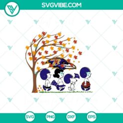 Baltimore Ravens Snoopy SVG images with fall theme, perfect for a Ravens fan. Ideal for crafting and decorating.
