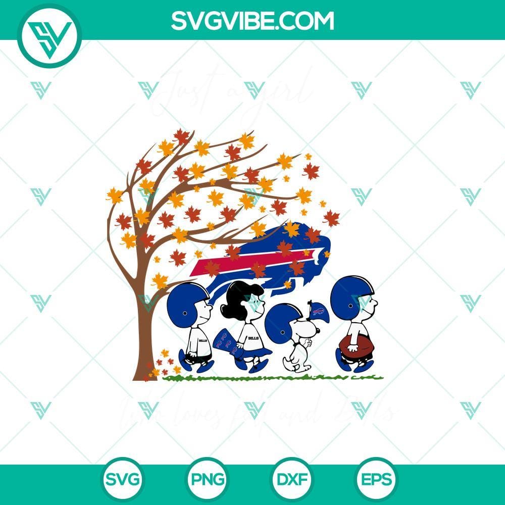 Just A Girl Who Loves Fall And Buffalo Bills Snoopy SVG PNG DXF EPS Files Fall and Buffalo Bills themed Snoopy SVG file perfect for football season enthusiasts.