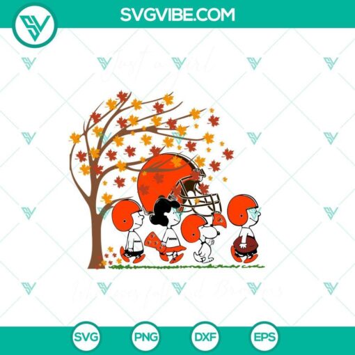 Cute Snoopy SVG design for Cleveland Browns fans loving fall. Downloadable PNG file. Great for autumn crafts and apparel.