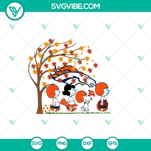 Denver Broncos Snoopy themed fall SVG design for download.