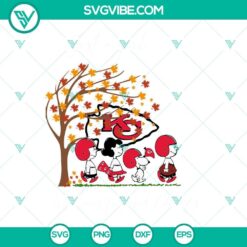Snoopy themed SVG and PNG files for Kansas City Chiefs fans who love Fall. Great for crafting projects.