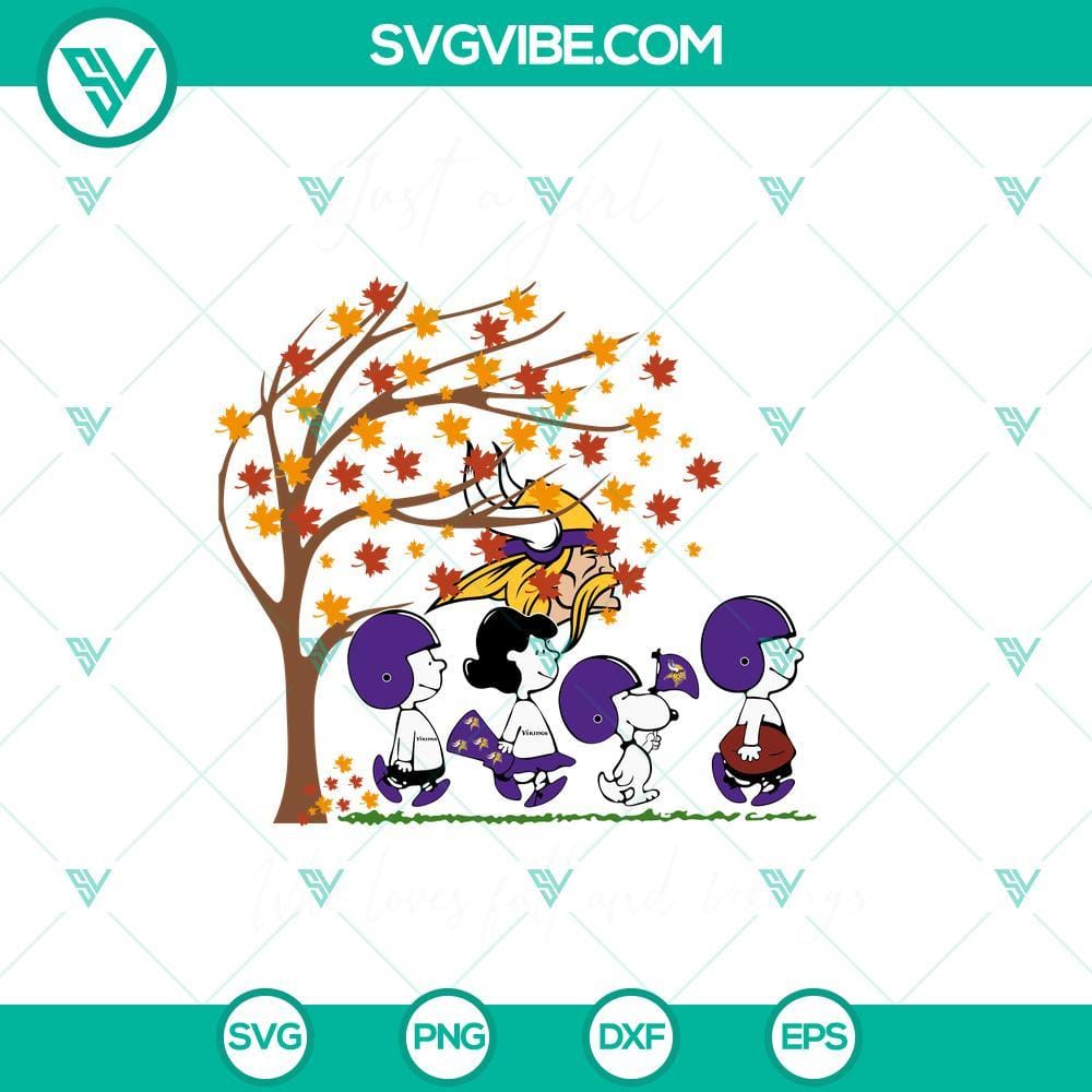 Just A Girl Who Loves Fall And Minnesota Vikings Snoopy SVG PNG DXF EPS Files Fall and Minnesota Vikings themed Snoopy SVG image for a fan girl.
