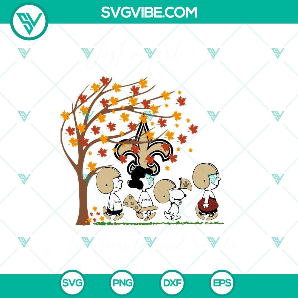 Just A Girl Who Loves Fall And New Orleans Saints Snoopy SVG PNG DXF EPS Files New Orleans Saints Snoopy themed SVG and PNG design for Fall lovers, featuring cute Peanuts character with team colors.
