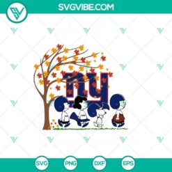 Fall and New York Giants themed Snoopy SVG images in PNG and DXF file formats for a girl who loves autumn and football.