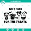 Disney Halloween SVG files featuring "Just Here For The Treats" design with snack goals. Ideal for crafting projects.