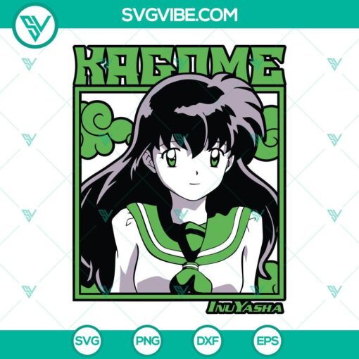 Kagome and InuYasha anime characters SVG cut files in PNG, DXF, and EPS formats for digital use.
