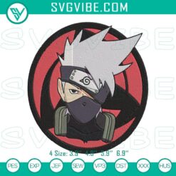 Kakashi Hatake embroidery designs featuring Naruto anime character. Perfect for fans of Japanese anime.