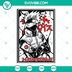 Kakashi from Naruto SVG file for cutting, PNG, DXF, EPS formats ideal for crafts and DIY projects.