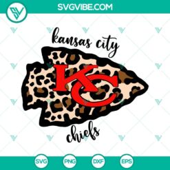 Kansas City Chiefs leopard logo SVG files for download, featuring the KC football team design in PNG and DXF formats.