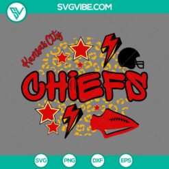 Kansas City Chiefs leopard star SVG images with PNG, EPS, and DXF file formats, perfect for Chiefs fans and crafts projects.