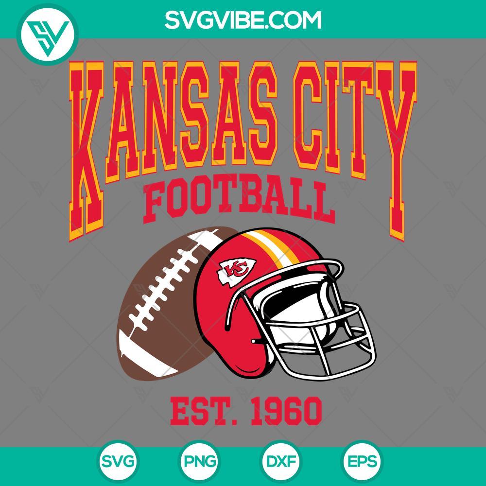 Kansas City Football Est 1960 SVG, Kansas City Chiefs SVG, Kc Chiefs SVG Kansas City Chiefs football emblem SVG design with Est 1960, featuring KC Chiefs logo and symbols, perfect for football fans.