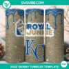 Kansas City Royals Dunkie Junkie Glitter 20oz Tumbler Wrap PNG File with team logo, sparkly design in purple and gold colors.