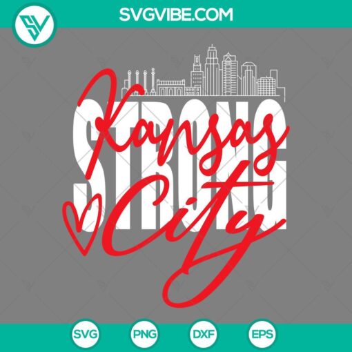 Kansas City Strong themed SVG images and cut files for Cricut and Silhouette machines, available in PNG, DXF, and EPS formats.