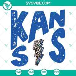 Kansas Leopard Lightning Bolt SVG Cut Files for crafting projects. Includes PNG, DXF, and EPS formats. Ideal for DIY designs.